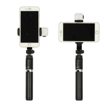 Kijek do selfie z pilotem Bluetooth statyw tripod lampka LED czarny