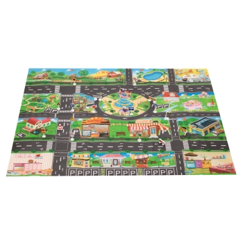 Mata edukacyjna do zabawy miasto ulica + znaki drogowe wodoodporna kolorowa 130x100cm