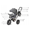 Rowerek trójkołowy Trike Fix V3 rower spacerówka 3w1 obracany 360 wolne koło szary