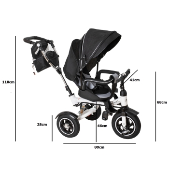 Rowerek trójkołowy Trike Fix V3 rower spacerówka 3w1 obracany 360 wolne koło czarny