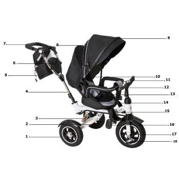 Rowerek trójkołowy Trike Fix V3 rower spacerówka 3w1 obracany 360 wolne koło czarny