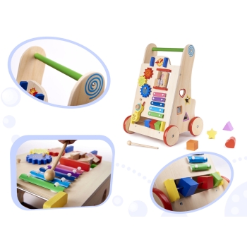 Pchacz chodzik drewniany kostka edukacyjna 6w1