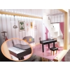 Domek dla lalek drewniany MDF mebelki 78cm czarny LED