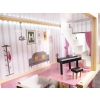 Domek dla lalek drewniany MDF mebelki 78cm czarny LED