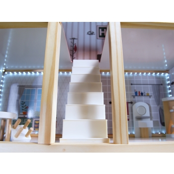 Domek dla lalek drewniany MDF mebelki 78cm czarny LED