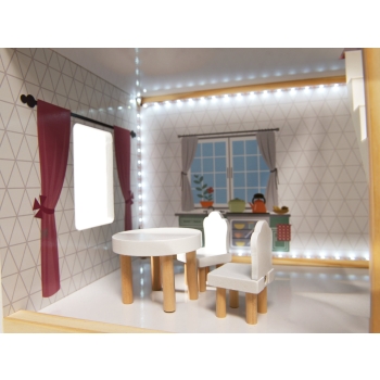 Domek dla lalek drewniany MDF mebelki 78cm czarny LED