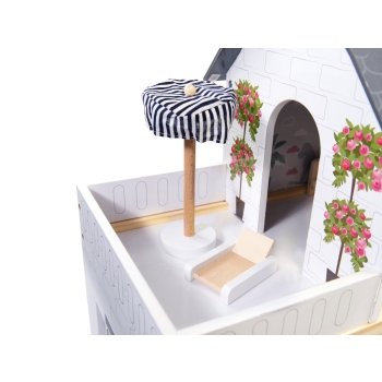 Domek dla lalek drewniany MDF mebelki 78cm czarny LED