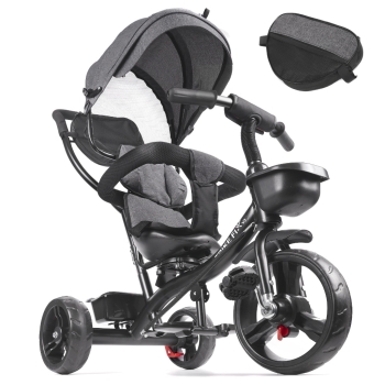 Rowerek trójkołowy Trike Fix Lite rower spacerówka 3w1 obracany 360 wolne koło szary