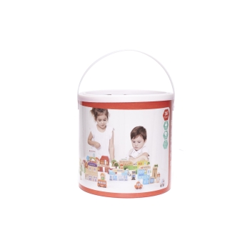Klocki drewniane edukacyjne miasto puzzle 120el.