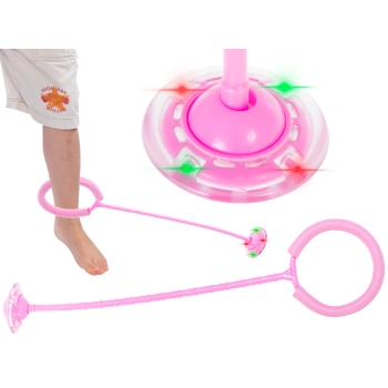 Hula hop na nogę skakanka skipper piłka świecąca migająca LED różowa