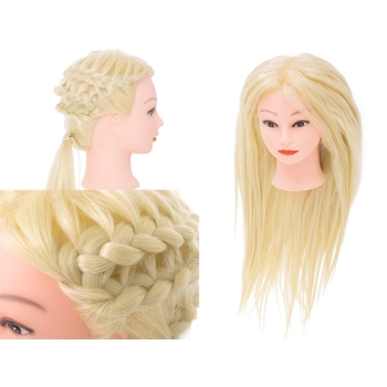 Główka głowa treningowa fryzjerska naturalne włosy blond
