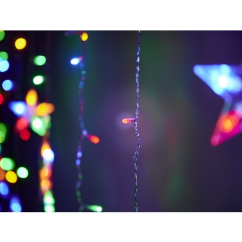 Lampki LED kurtyna gwiazdki świąteczne choinkowe 2,5m 138LED multikolor
