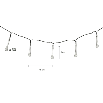 Lampki solarne ogrodowe łezki 6,5m 30LED zimny biały