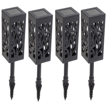 Lampa solarna ogrodowa ażurowa latarenka lamion LED czujnik zmierzchu wbijana 4szt.