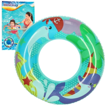 Kółko do pływania koło dmuchane kółko plażowe delfin 60 kg BESTWAY 36113 51 cm