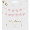 Baner napis na baby shower gwiazdki jasnoróżowe 290cm x 16,5cm