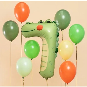 Balon foliowy urodzinowy cyfra "7" - Krokodyl 49x73 cm