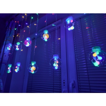Lampki LED kurtyna kule świąteczne choinkowe 3m 108LED multikolor