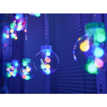 Lampki LED kurtyna kule świąteczne choinkowe 3m 108LED multikolor