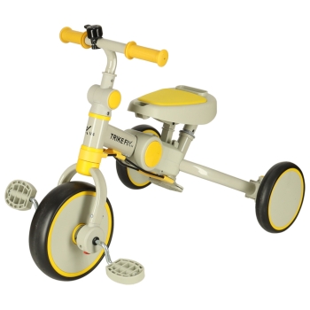 Rowerek trójkołowy TRIKE FIX V4 rower spacerówka rowerek biegowy 6w1 szary żółty