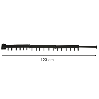 Suszarka na pranie wieszak ścienny naścienny składany teleskopowy czarny 18 haczyków 123cm