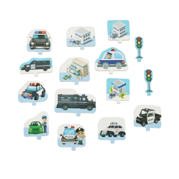 Tor samochodowy puzzle policja auto z napędem znaki drogowe ulica miasto 47 elementów