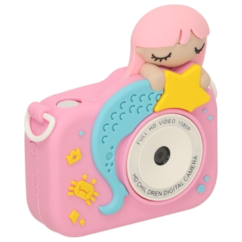 Aparat cyfrowy fotograficzny dla dzieci kamera zabawka + karta 32GB różowy syrenka