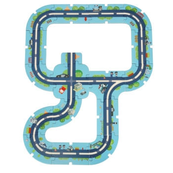 Tor samochodowy puzzle policja auto z napędem znaki drogowe ulica miasto 47 elementów