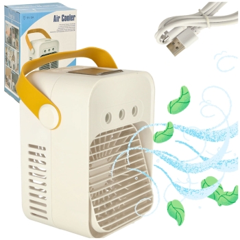 Klimatyzator klimator przenośny wentylator biurkowy nawilżacz 3w1 USB biały