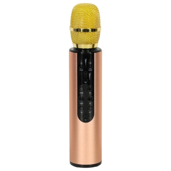 Mikrofon bezprzewodowy karaoke dla dzieci głośnik Bluetooth 2000mAh karta SD USB wysoka jakość złoty