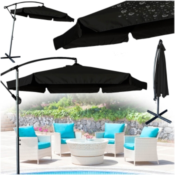 Parasol ogrodowy duży składany z wysięgnikiem 290cm czarny