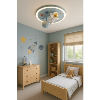 Lampa LED sufitowa plafon do pokoju dziecięcego ściemniana LUMELA + pilot astronauta