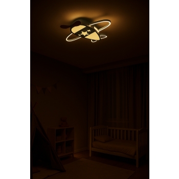 Lampa LED sufitowa plafon do pokoju dziecięcego ściemniana LUMELA + pilot samolot