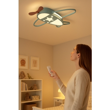 Lampa LED sufitowa plafon do pokoju dziecięcego ściemniana LUMELA + pilot samolot
