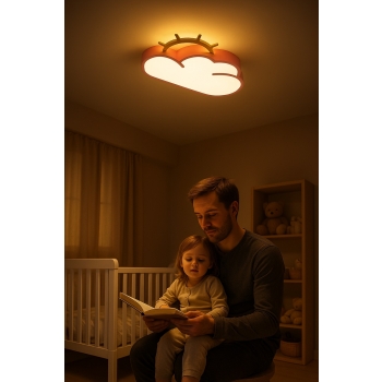 Lampa LED sufitowa plafon do pokoju dziecięcego ściemniana LUMELA + pilot chmurka różowa