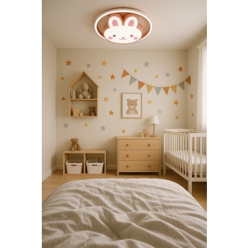 Lampa LED sufitowa plafon do pokoju dziecięcego ściemniana LUMELA + pilot króliczek