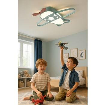 Lampa LED sufitowa plafon do pokoju dziecięcego ściemniana LUMELA + pilot samolot