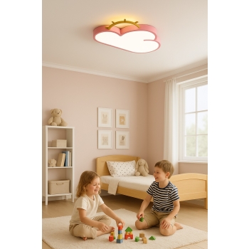 Lampa LED sufitowa plafon do pokoju dziecięcego ściemniana LUMELA + pilot chmurka różowa