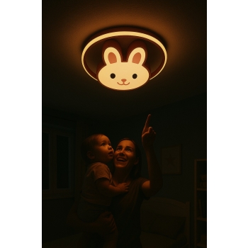 Lampa LED sufitowa plafon do pokoju dziecięcego ściemniana LUMELA + pilot króliczek